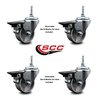 Service Caster 3 Inch Semi Steel 38 Inch Threaded Stem Caster Set with Brake SCC-TS20S314-SSS-PLB-381615-4